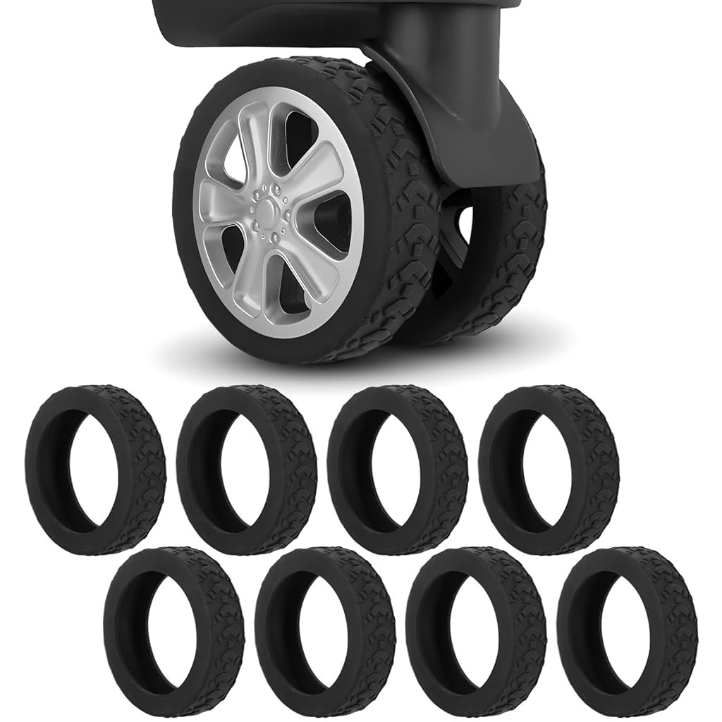 PALAY 8Pcs Luggage Wheel Silicone Protector Cover - Silicone Suitcase Wheel Protector Covers, Silent Shock-Proof Carry on Luggage Wheels Cover for Wheel-on Luggage (Black) PALAY 8Pcs Luggage Wheel Silicone Protector Cover - Silicone Suitcase Wheel Protector Covers, Silent Shock-Proof Carry on Luggage Wheels Cover for Wheel-on Luggage (Black)